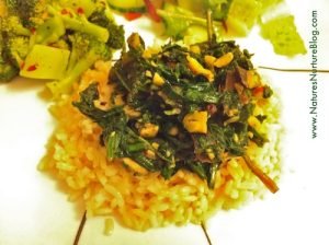 dandelion greens and spinach stir fry