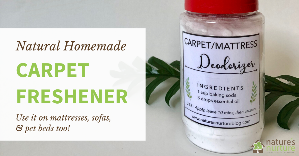 Make this natural homemade carpet freshener and deodorize your carpets, mattresses, sofas, pet beds, and more with just 2 simple ingredients!