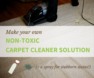 Tackle stubborn carpet stains with this non-toxic homemade carpet cleaner solution for your machine, and make a simple spray for spot cleaning tough stains!